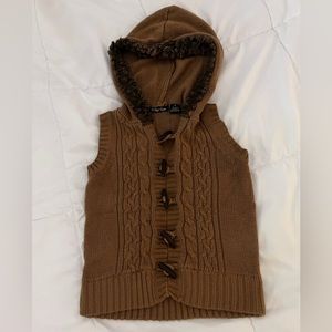 Y2K Vintage Planet Gold Brown Fur Hood Top